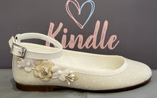 Load image into Gallery viewer, KINDLE Girls Communion Shoes:- Ivory Polka Dot Pump With Ankle Strap
