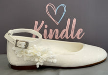 Load image into Gallery viewer, KINDLE Girls Communion Shoes:- White Polka Dot Pump With Ankle Strap
