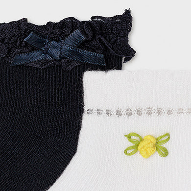 SUMMER SALE Mayoral Girls Set of 2 socks baby girl Navy