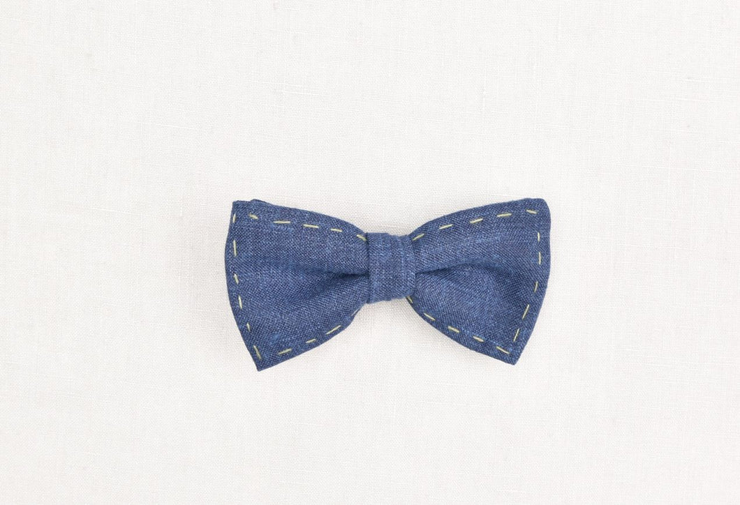 SALE One Varones Boys Navy Bow Tie With Green Stitching