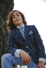Load image into Gallery viewer, SALE One Varones Navy Blazer With White Check:- 10-04074 7902 Age 6, 7 &amp; 10
