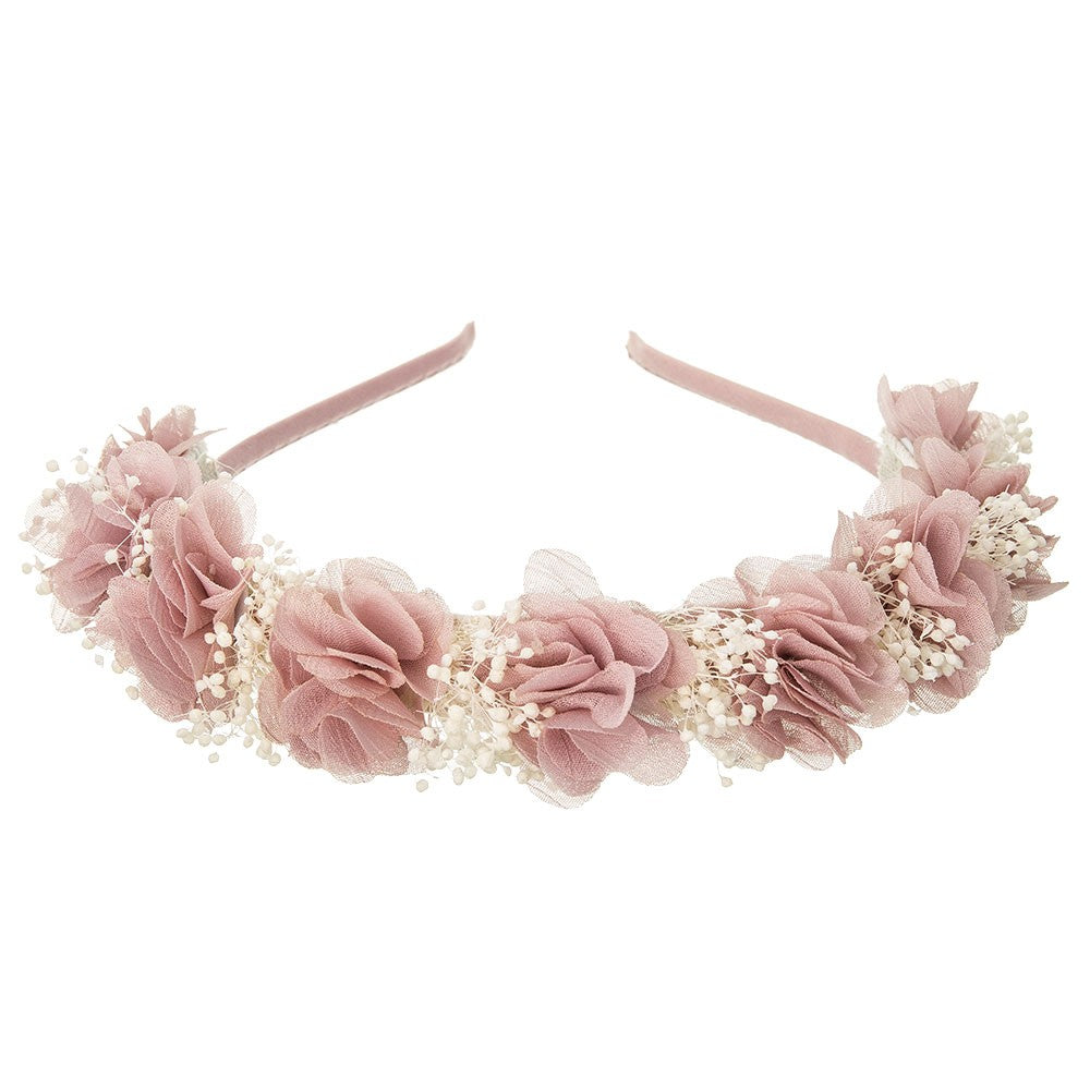KINDLE Hairband With Bambula Flowers And Natural Dry Blossom- Pink