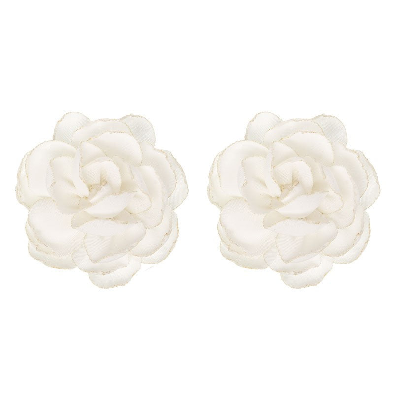 KINDLE Pack Of 2 Shoe Clips With Linen Flower:- White