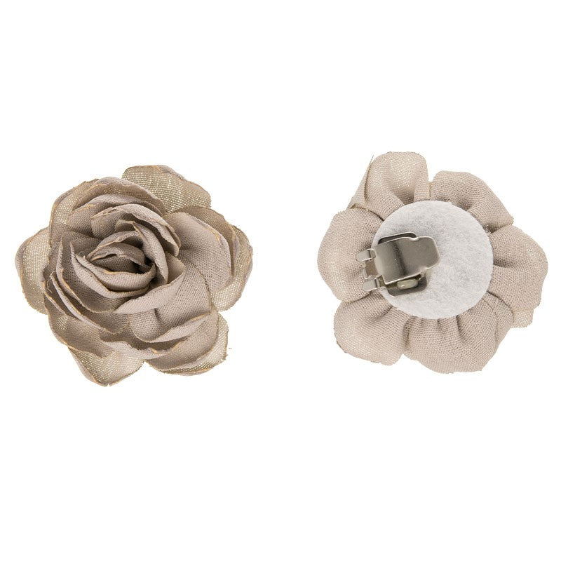 KINDLE Pack Of 2 Shoe Clips With Linen Flower:- Taupe