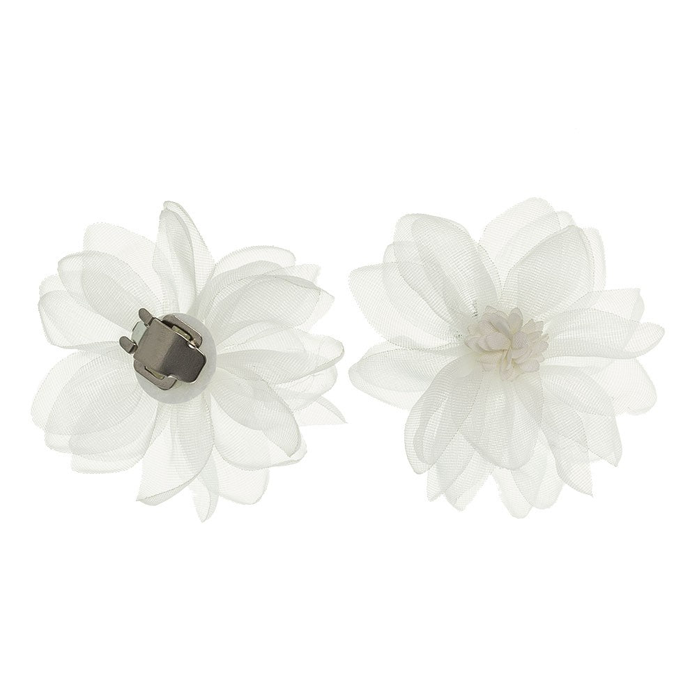 KINDLE Pack Of 2 Shoe Clips With Flower:- White