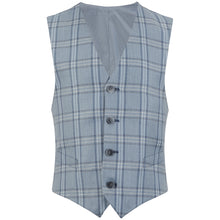 Load image into Gallery viewer, 1880 Club Boys Pale Blue Check Waistcoat:- 102 55118 22
