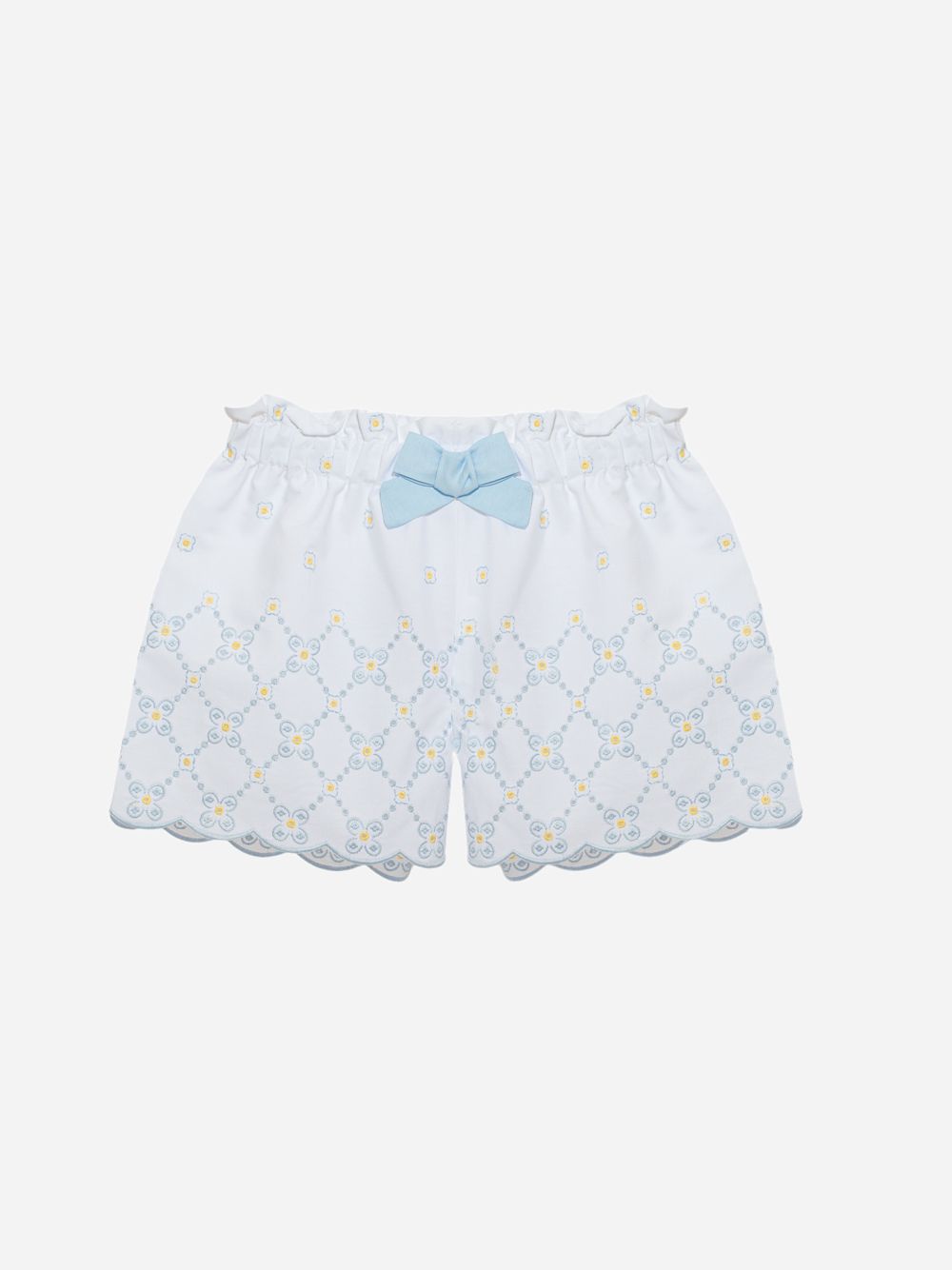 SUMMER SALE Patachou Girls Cotton Poplin White With Floral Embroidery Shorts LAST ONE AGE 4