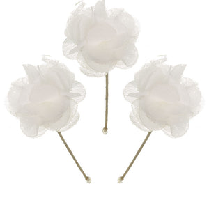 KINDLE Pack Of 3 Little Floral Sticks:- White