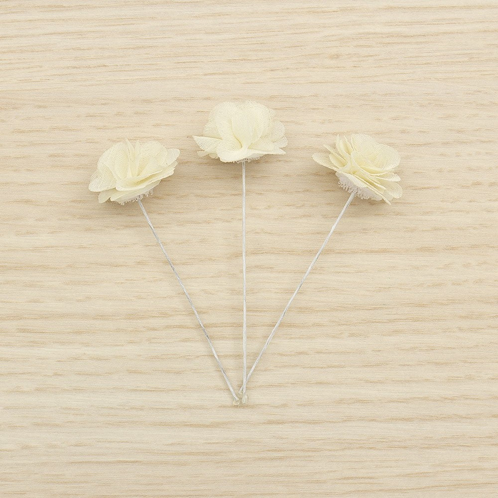 KINDLE Pack Of 3 Little Floral Sticks:- Ivory