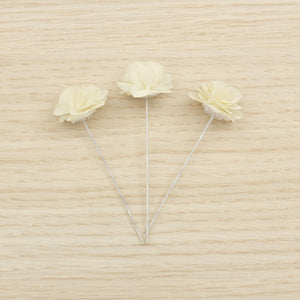 KINDLE Pack Of 3 Little Floral Sticks:- Ivory