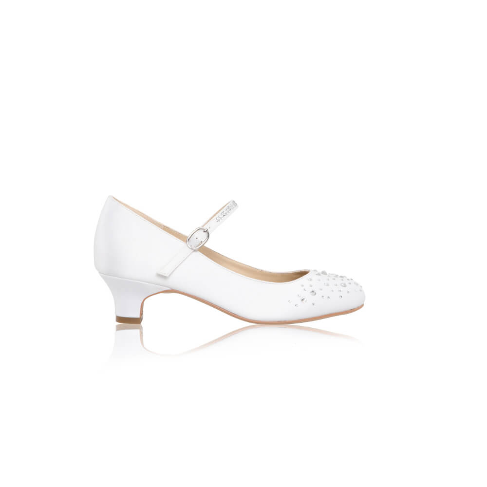 Perfect Bridal White Communion Shoes:- Ava Heel