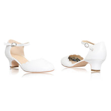 Load image into Gallery viewer, SALE Perfect Bridal White Communion Shoes:- Avery Heel
