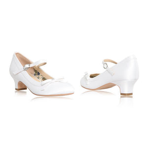 Perfect Bridal White Communion Shoes:- Beth Heel