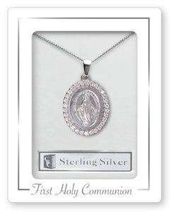 Communion Sterling Silver Necklet/Miraculous:- Crystal