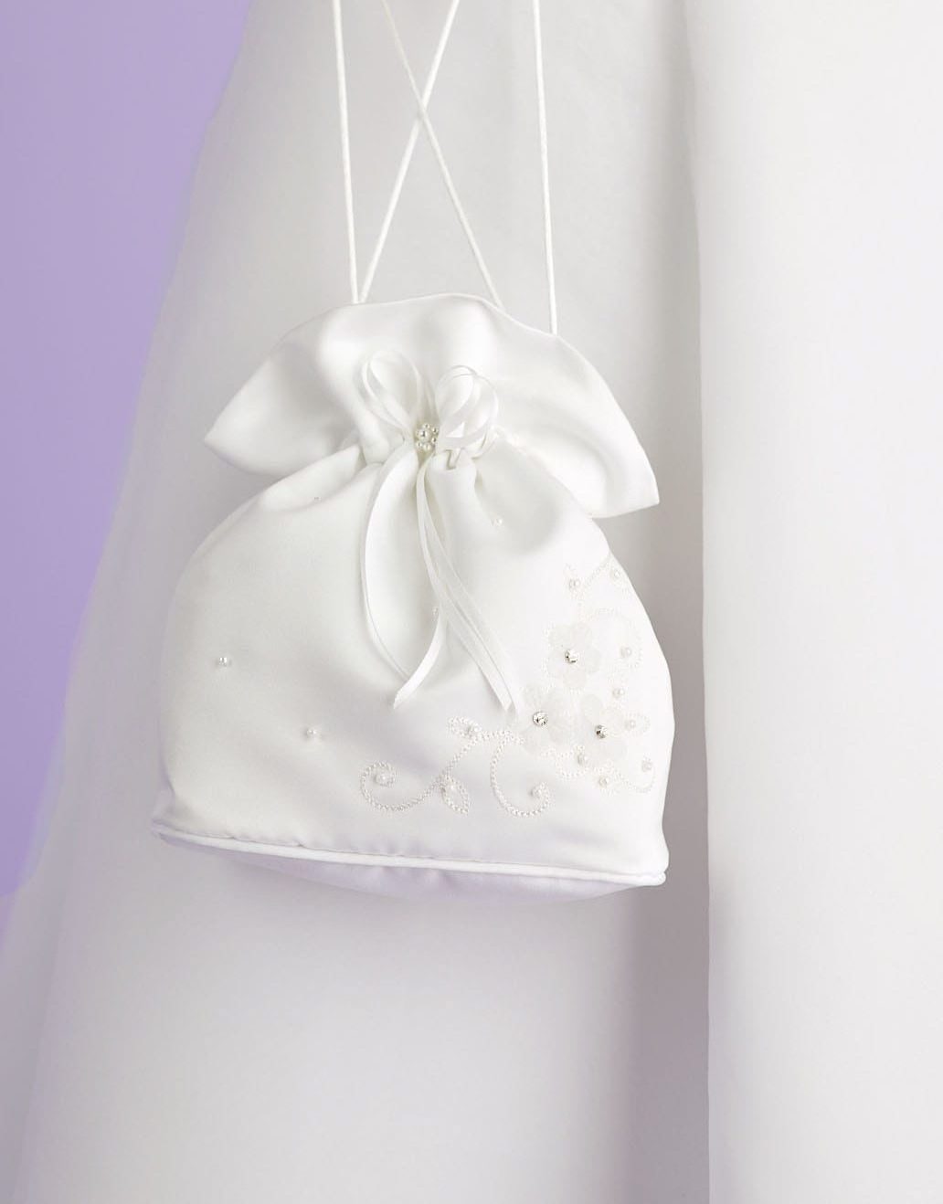 Peridot Girls White Communion Bag:- Carla