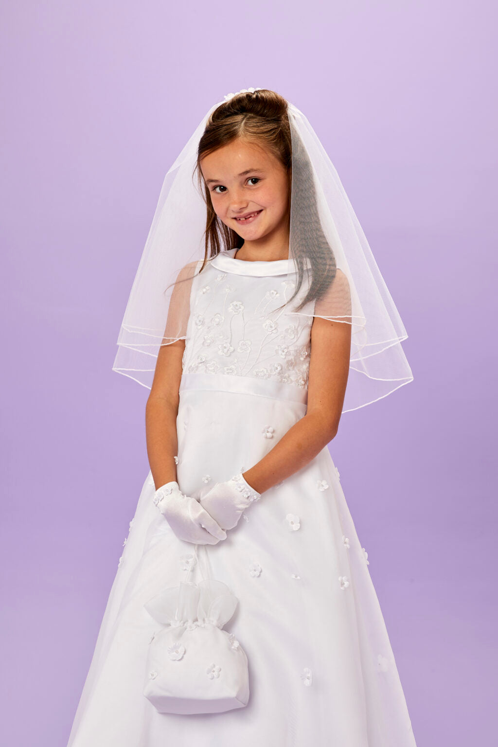Peridot Girls White Communion Dolly Bag:- Fiona