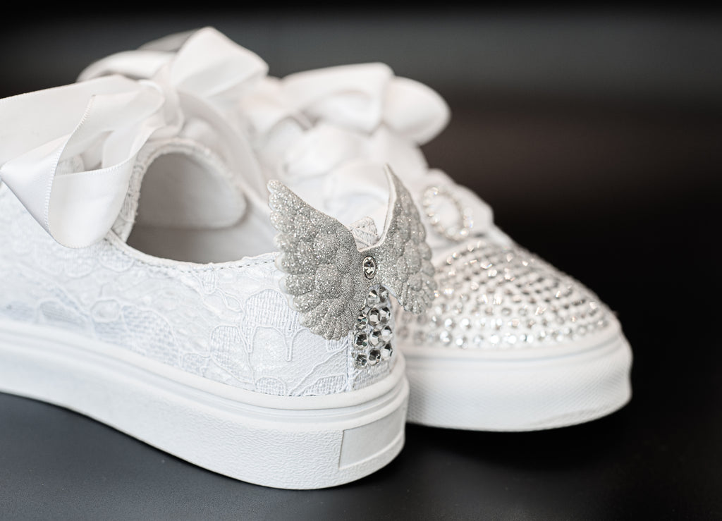 Sweeties By Sweetie Pie Girls White Sneaker Shoes:- Elsa Flats