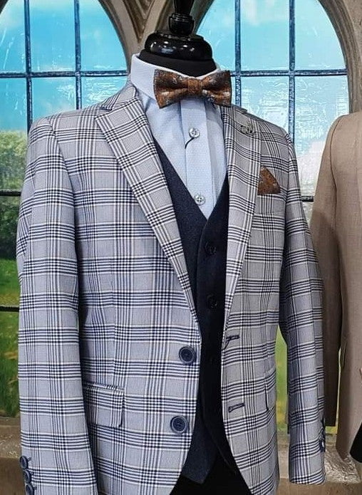 SALE 1880 Club Boys Navy Tan Check Blazer:- 122 15168 27 Age Age  (Size 4)