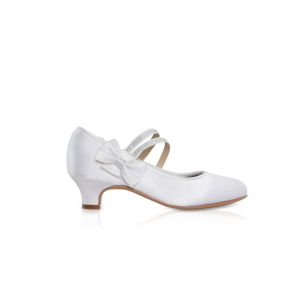 SALE SHOE Perfect Bridal White Communion Shoes:- Felicity Heel