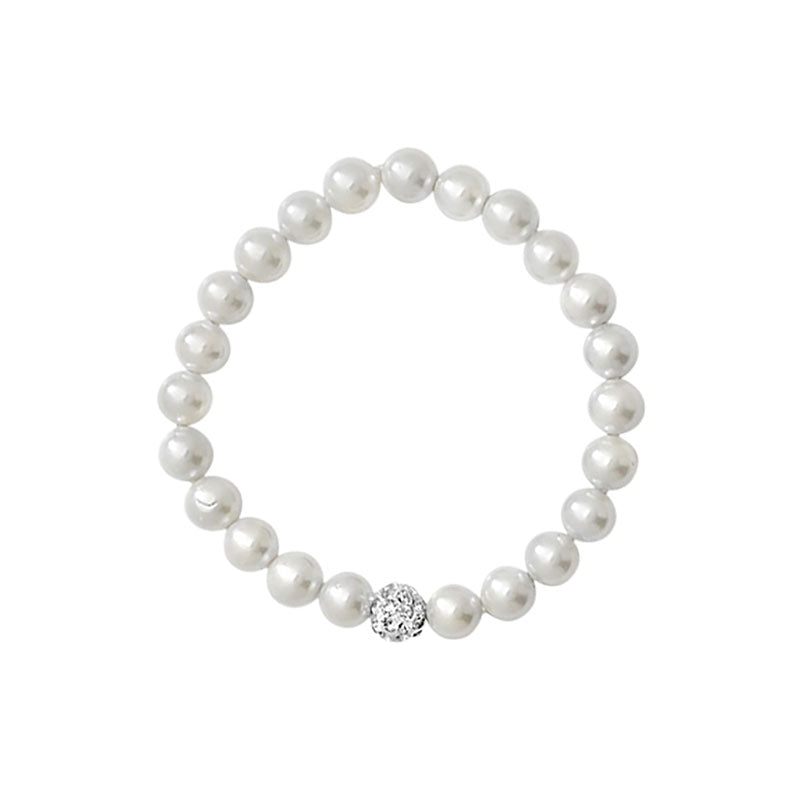 KINDLE Girls Holy Communion Stretchy Pearl Bracelet:- Crystal Ball:- HSBR088A