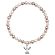 Load image into Gallery viewer, KINDLE Girls Holy Communion Stretchy Pearl Bracelet:- Angel Charm HSBR171A
