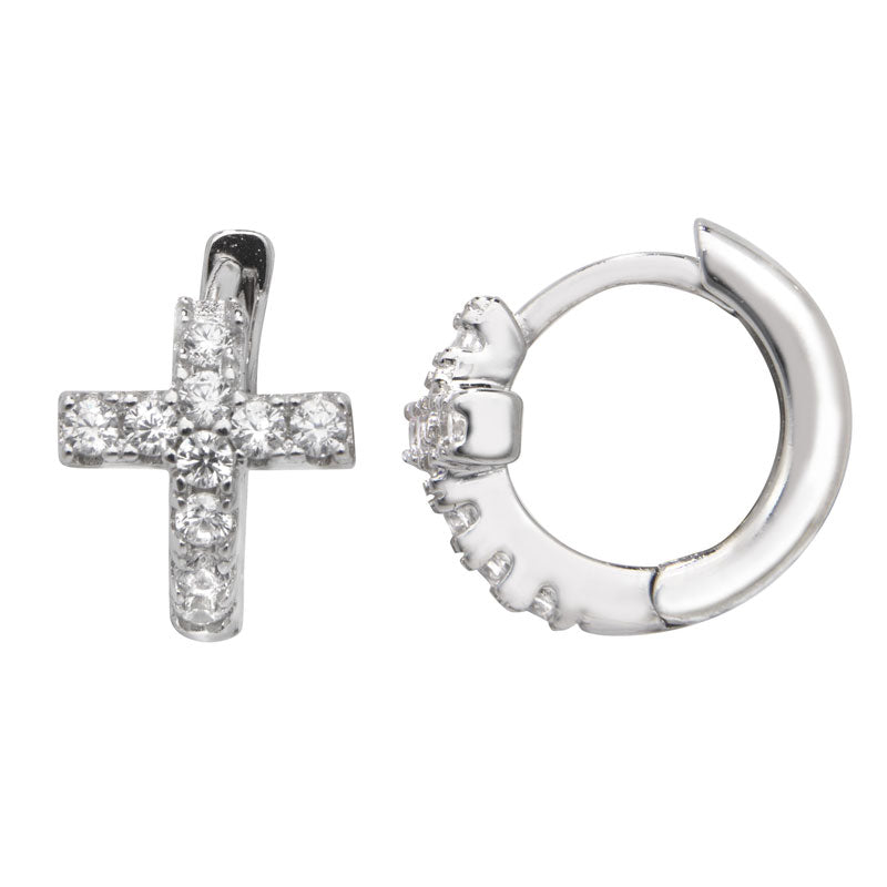 KINDLE Girls Hooped Cross Earrings:- HSE103A
