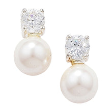 Load image into Gallery viewer, KINDLE Girls Pearl &amp; C/Z Earrings:- HSE123A
