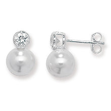 Load image into Gallery viewer, KINDLE Girls Pearl &amp; C/Z Earrings:- HSE177A
