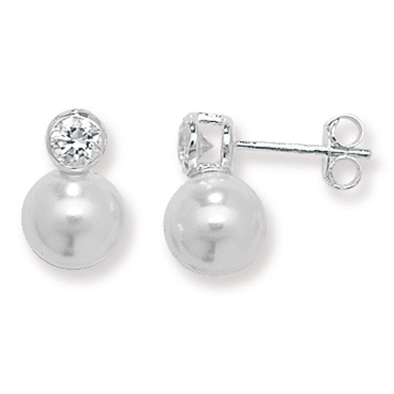 KINDLE Girls Pearl & C/Z Earrings:- HSE177A