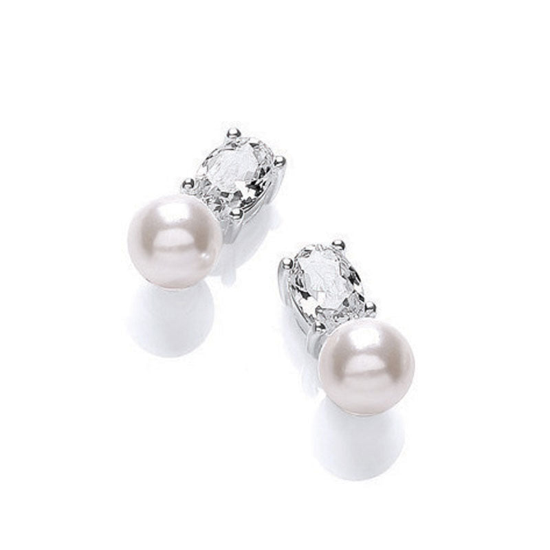 KINDLE Girls Pearl & C/Z Earrings:- HSE186A