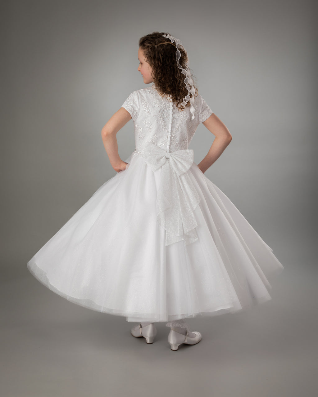 SALE COMMUNION DRESS Paula's Communion Girls White Communion Dress:- PJ06 AGE 8