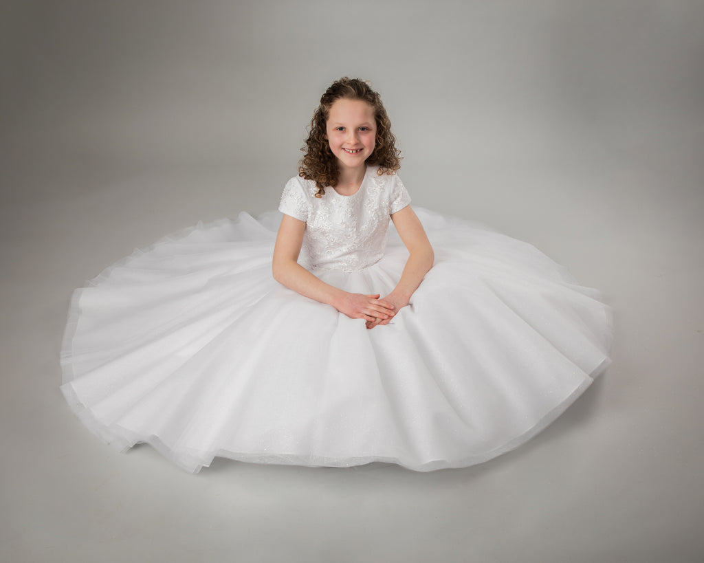 SALE COMMUNION DRESS Paula's Communion Girls White Communion Dress:- PJ06 AGE 8