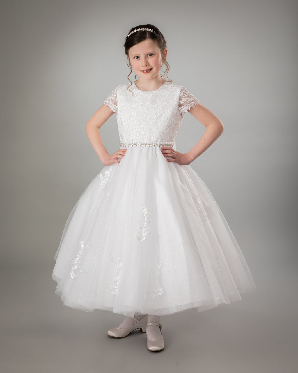 SALE COMMUNION DRESS Paula's Communion Girls White Communion Dress:- PJ03 AGE 8