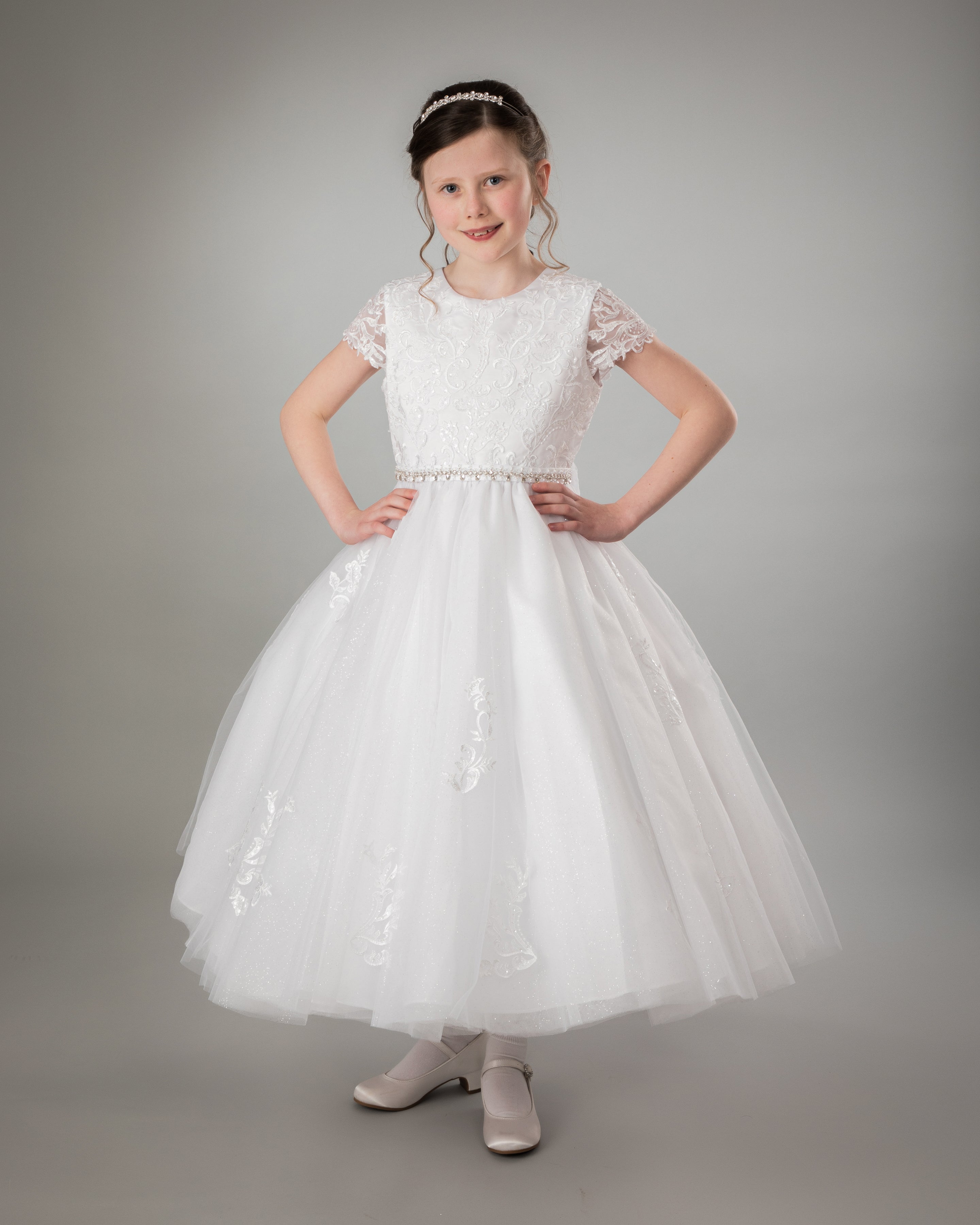 SALE COMMUNION DRESS Paula's Communion Girls White Communion Dress:- PJ03 AGE 8
