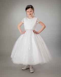 Paula's Communion Girls White Communion Dress:- PJ03