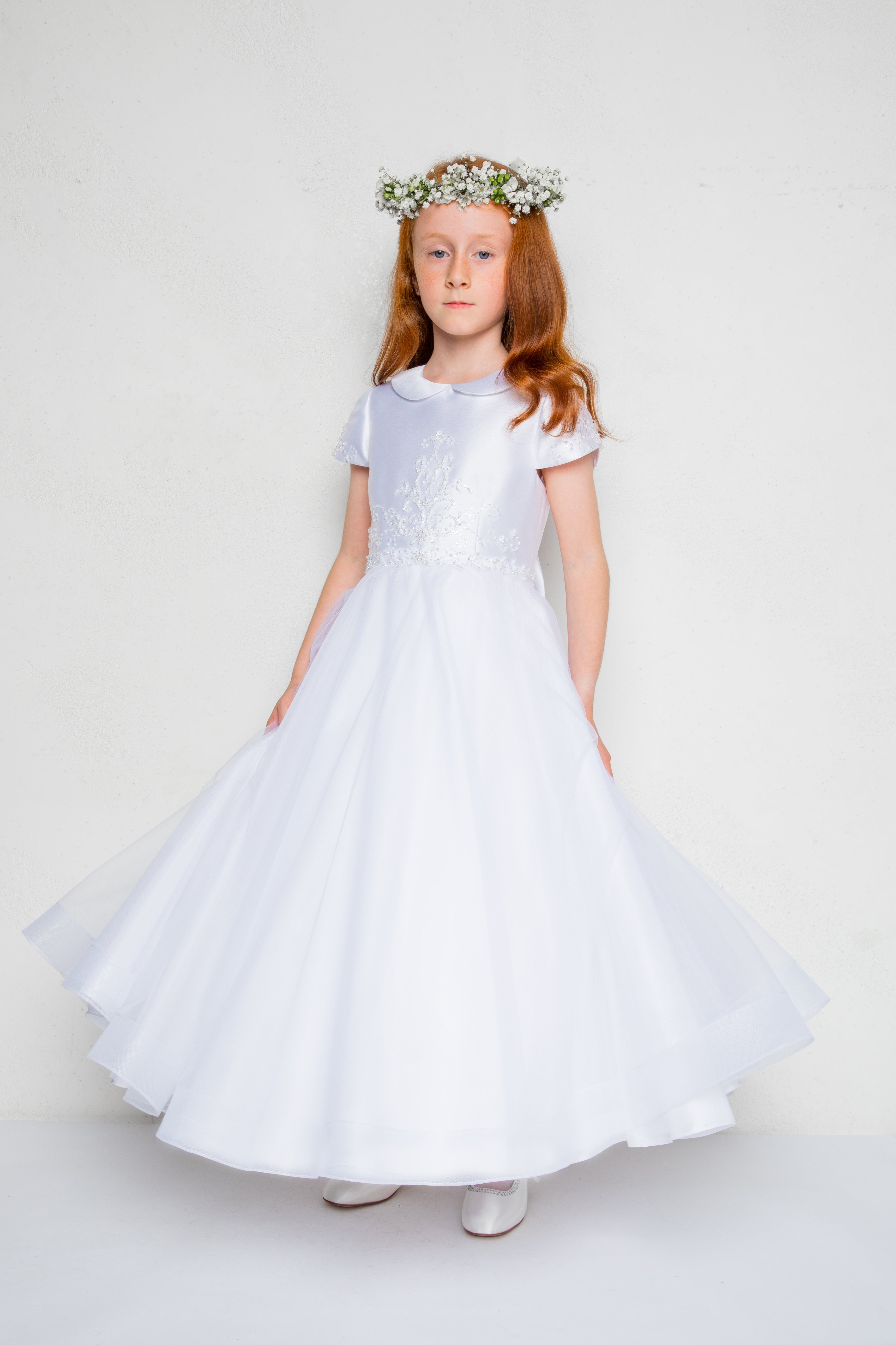 SALE Isabella Girls White Communion Dress:- IS22143 Age 10