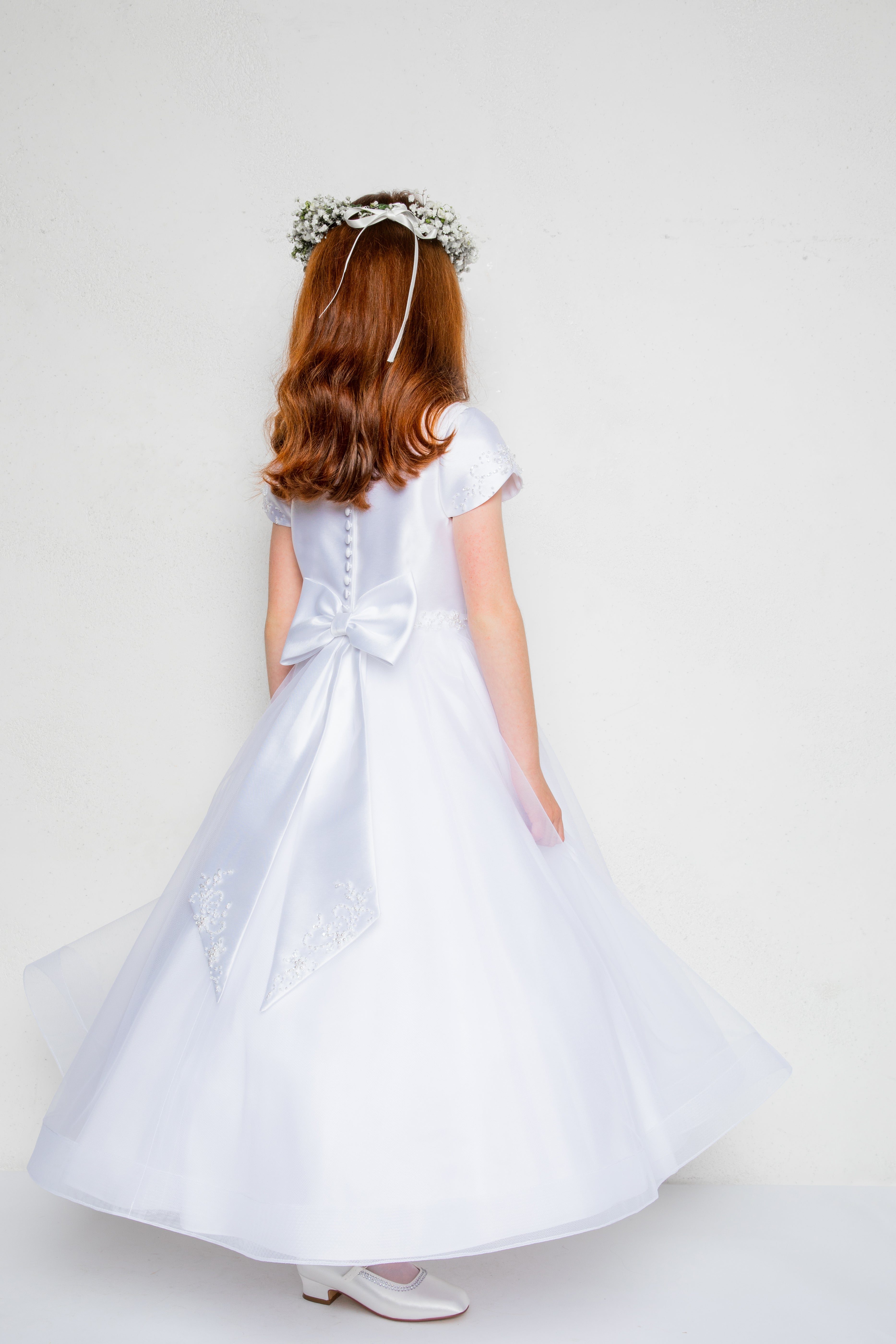 SALE Isabella Girls White Communion Dress:- IS22143 Age 10