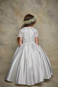 SALE COMMUNION DRESS Isabella Girls White Communion Dress:- IS23444 AGE 7 & 8