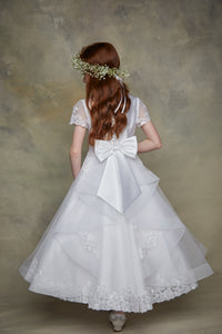SALE COMMUNION DRESS Isabella Girls White Communion Dress:- IS23478 AGE 6, 7 & 8