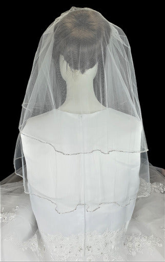 Little People White Veil With Diamante Trim:- 797
