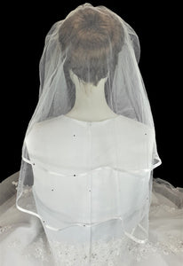 Little People White Pearl & Diamante Glitter Veil With Ribbon Trim:- 2125