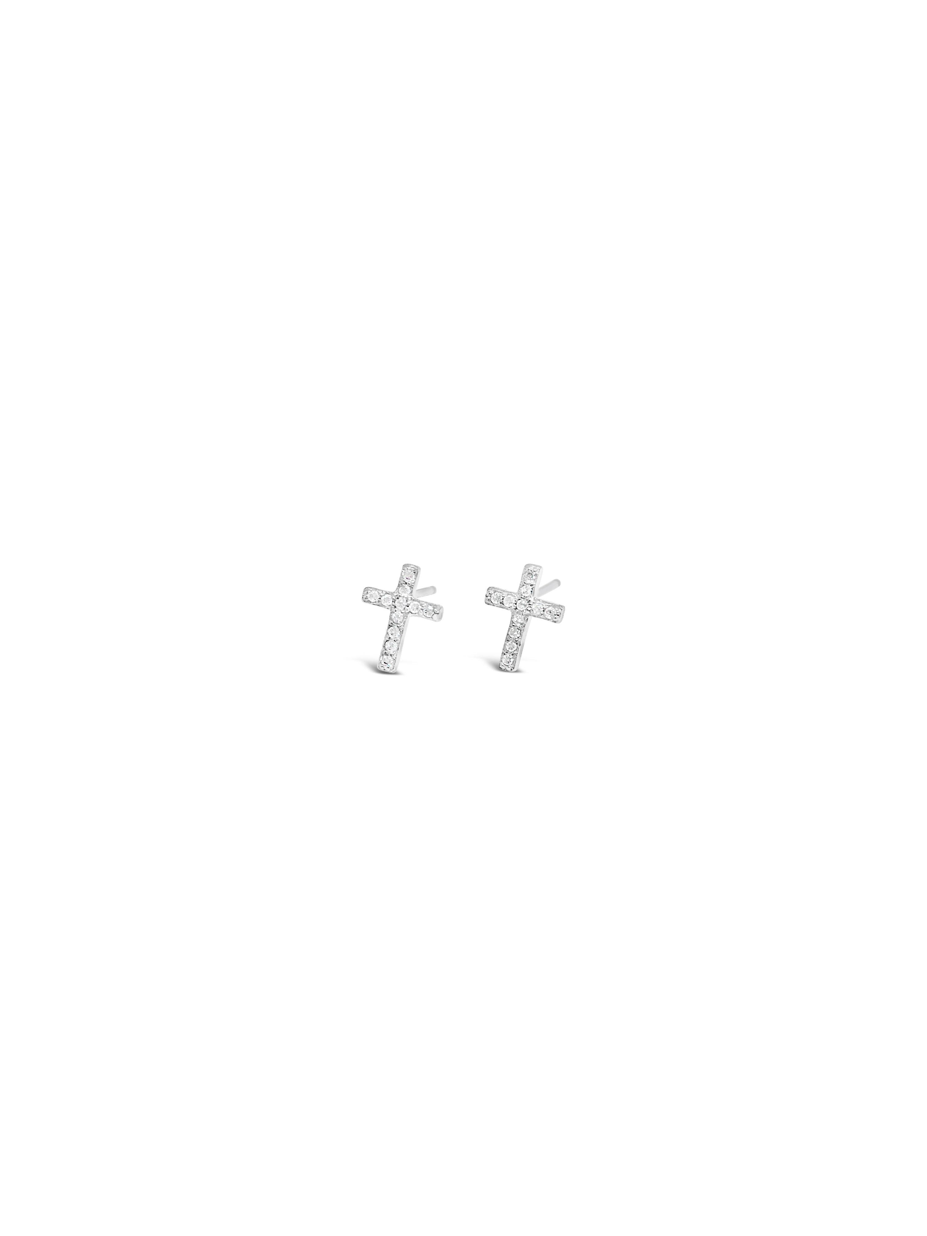 Absolute Jewellery Diamante Cross Earrings HCE410