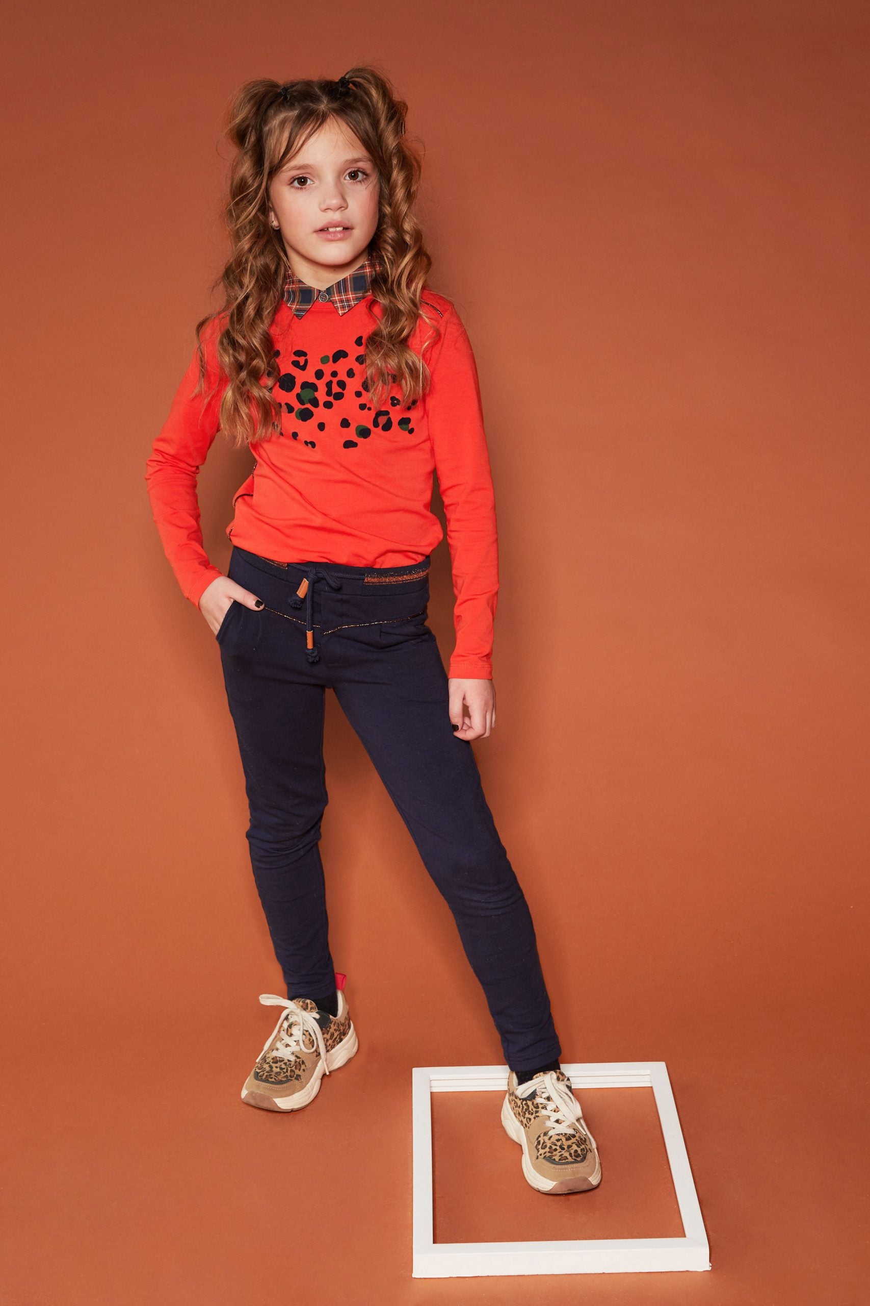 SUMMER SALE NONO Girls Orange Checked Collarette LAST ONE