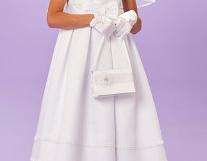Peridot Girls White Communion Bag:- Lauren