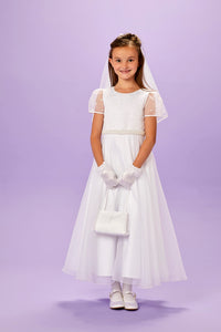 SALE Peridot Girls White Communion Dress:- Laura