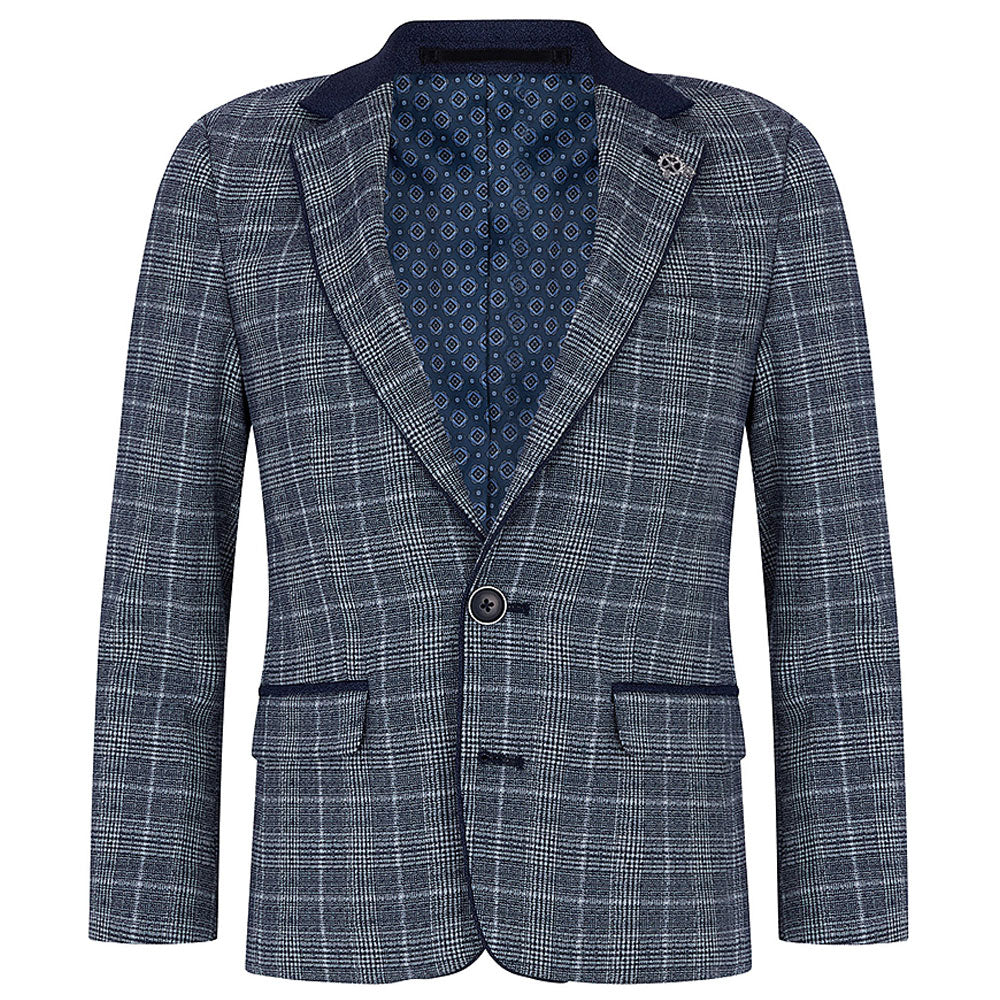 SALE 1880 Club Boys Navy Check Blazer:- 132 15152 28 Age 5 & 6