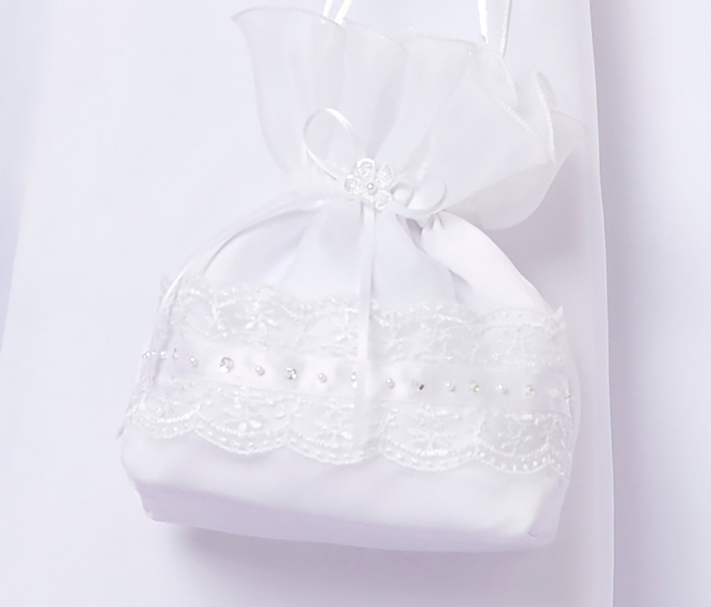 Peridot Girls White Communion Bag:- Amelia