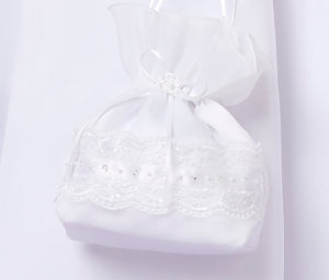 Peridot Girls White Communion Bag:- Amelia