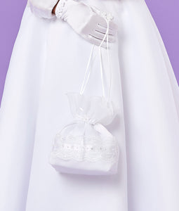 Peridot Girls White Communion Bag:- Amelia