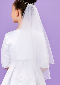 Peridot Girls White Holy Communion Veil:- Enya